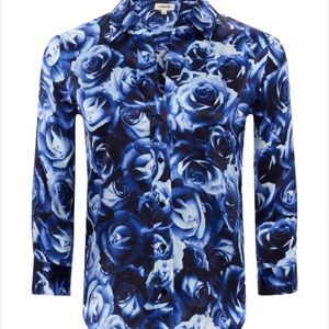 L'AGENCE Blue Floral Shirt